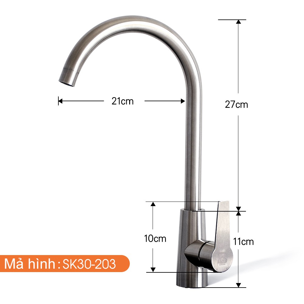 Vòi rửa chén nóng lạnh U-HOME Vòi Rửa Chén Bát Nóng Lạnh Inox 304 Cần Bẻ Lò Xo quay 360 SK30-203