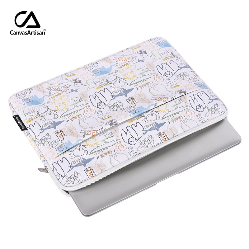 Túi da PU CanvasArtisan đựng máy tính bảng laptop không thấm nước in hoạt hình cho Matebook Air Pro 11/12/13/14/15"