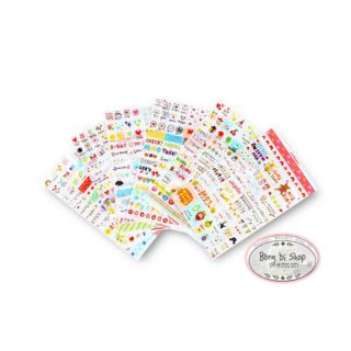 Bộ 6 tờ Sticker chữ, hình ngộ nghĩnh - Album DIY