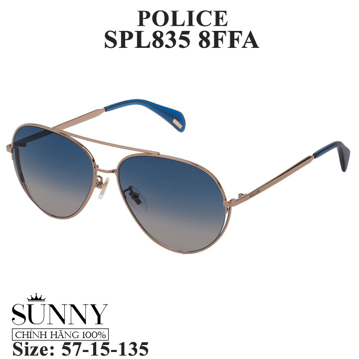 Kính mát chính hãng Police SPL835 màu sắc thời trang, thiết kế dễ đeo bảo vệ mắt