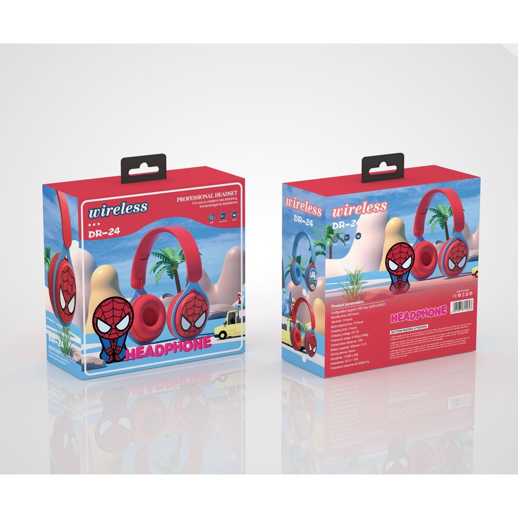DISNEY Tai nghe không dây Có Micro Âm Thanh Nổi Hình Người Nhện / Captain America / Mickey Marvel Cho Trẻ Em