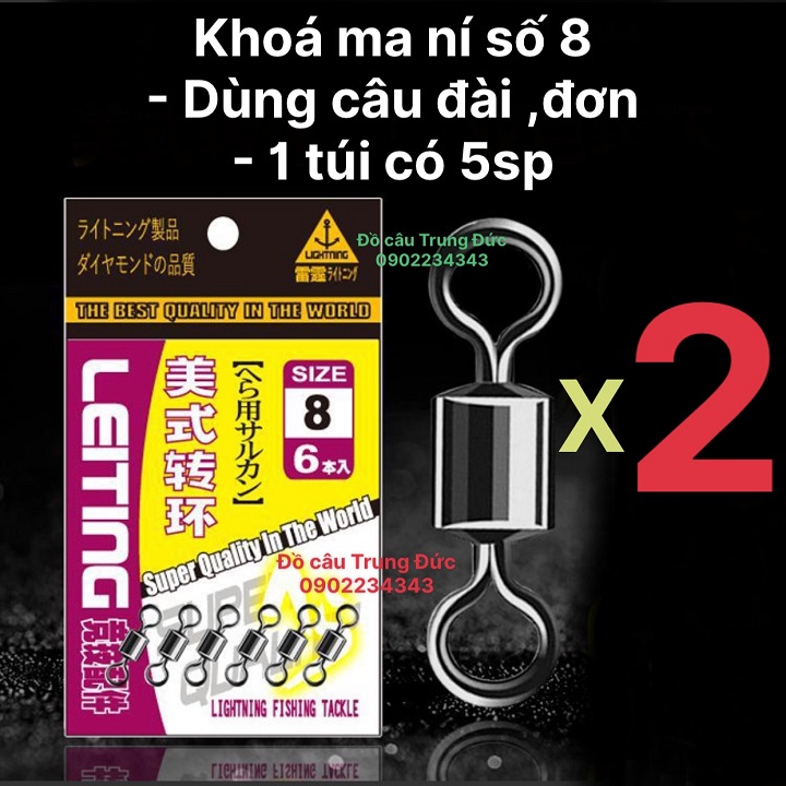 Khóa link má ní hình số 8 Buộc trục câu đài, câu đơn chống xoắn cao cấp KL10 (2 túi)