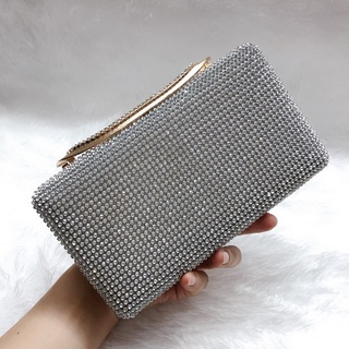 Clutch Dự Tiệc Đính  Đá 299 Bạc( ảnh thật)