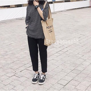Set Áo Thun Sọc & Quần Baggy Kaki