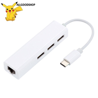all} Thiết bị chuyển đổi cổng Type C sang cổng mạng LAN RJ45 3 cổng USB 3.0 dành cho Macbook