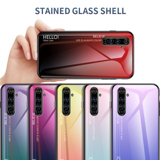 Ốp Điện Thoại Mặt Kính Thời Trang Sang Trọng Cho OPPO Reno 4 Pro Realme C3 X50 Pro