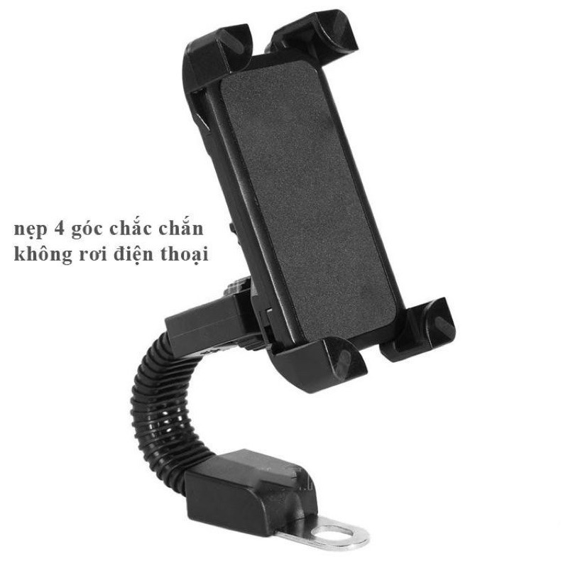 Kẹp Điện Thoại Chân Gương Xe Máy - Nhựa ABS Siêu Bền (Loại 4 Chấu Giữ)