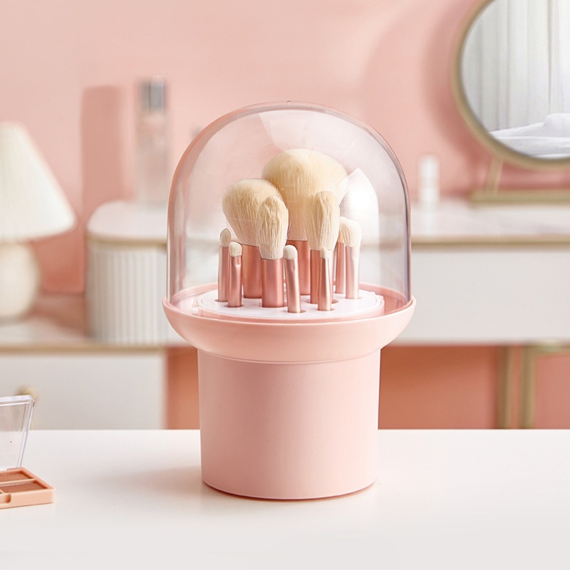 Giá Đỡ Cọ Trang Điểm 12 Lỗ Có Nắp Đậy Tiện Lợi