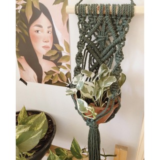 Treo Cây Macrame Xanh Rêu (Hình chụp thật)