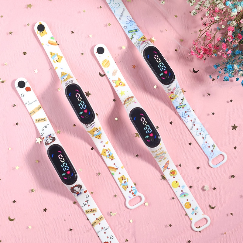 XIAOMI Đồng Hồ LED Điện Tử Chống Thấm Nước Họa Tiết Hoạt Hình Dễ Thương Dành Cho Trẻ Em