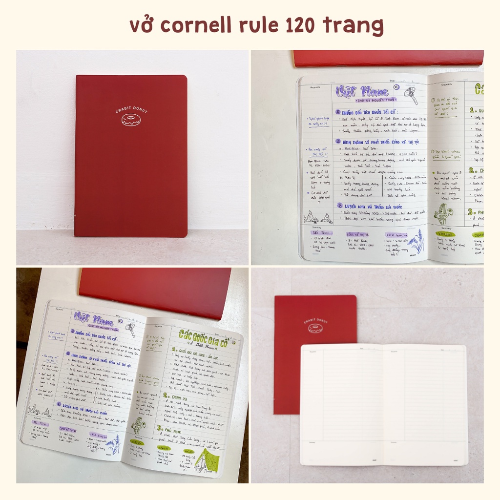 Vở crabit kẻ ngang, cornell, ô vuông 80 120 trang, vở học sinh studygram