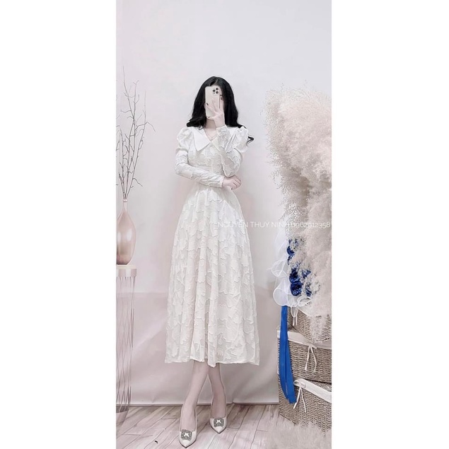 [Aimee Clothing] Váy nơ cúc ngọc phối cổ điệu đà, sang chảnh | BigBuy360 - bigbuy360.vn