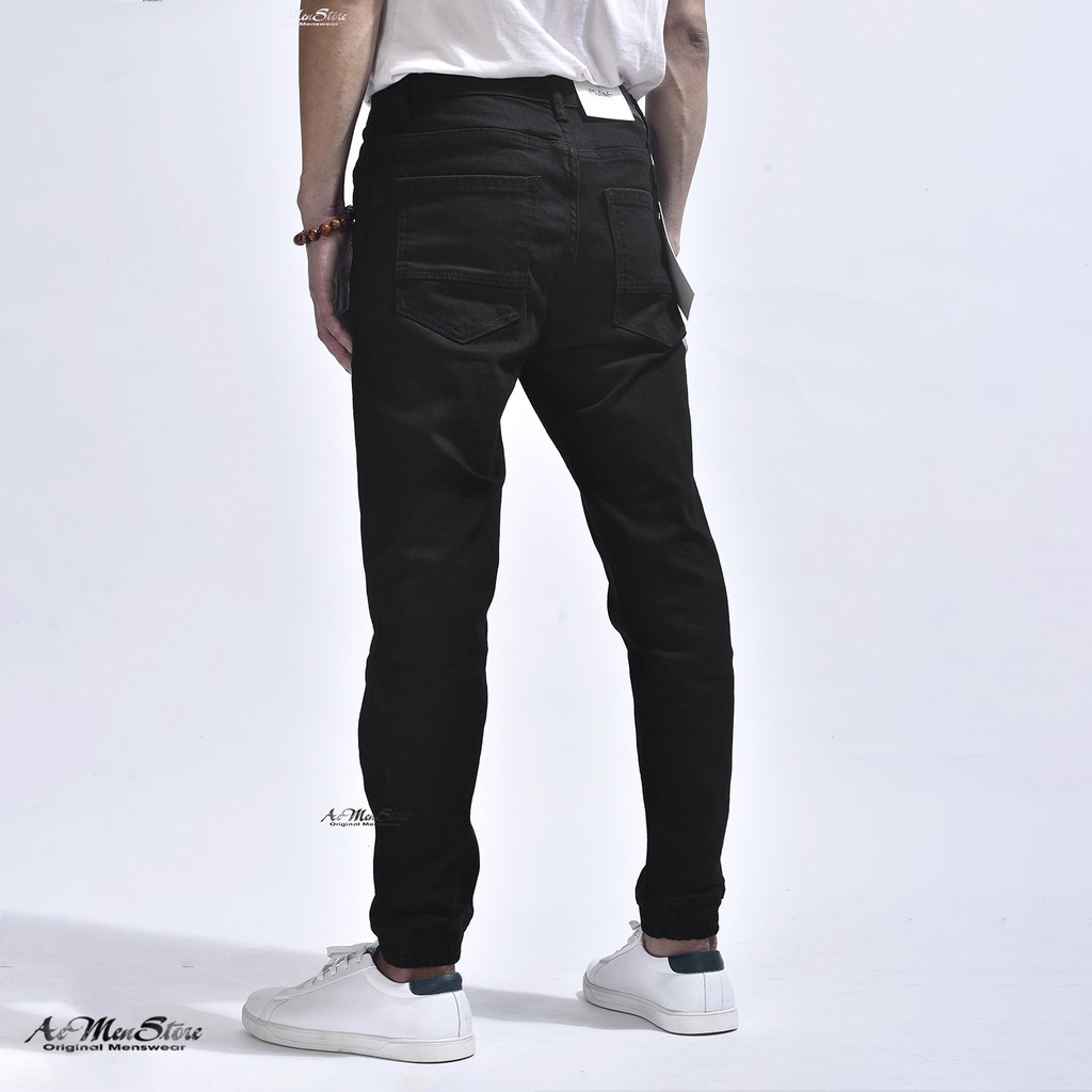 Quần jean nam jogger đen dáng Slim fit đẹp ống côn hàng cao cấp xuất khẩu Hàn Quốc chính hãng Routine mới 2019