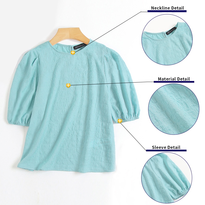 Áo kiểu ZANZEA tay lửng phồng co giãn thời trang Hàn Quốc dành cho nữ