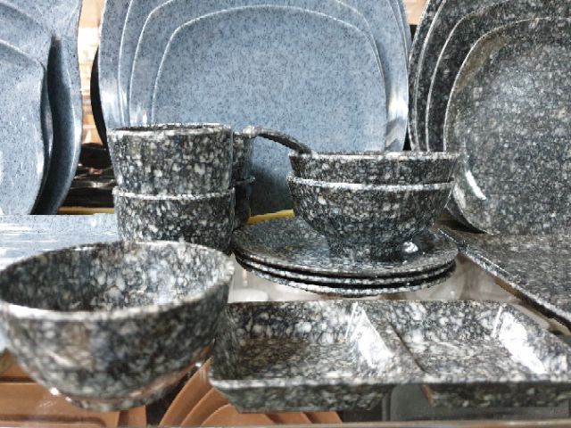 Chén cơm nhựa Melamine cao cấp kiểu vân đá đen (CO11VD)