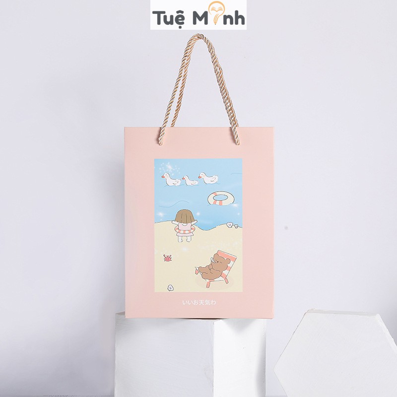 Túi giấy đựng quà dễ thương hình cô gái hoạt hình - Túi quà sinh sinh nhật, kỷ niệm