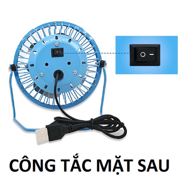 Quạt để bàn mini Đường kính 13cm cổng USB lồng sắt để bàn làm việc và giường trẻ em tiện lợi