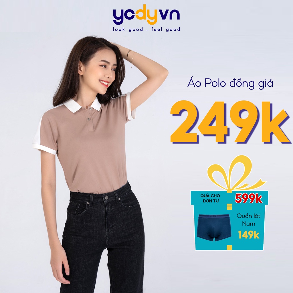 Áo Thun Polo Nữ YODY chất liệu cotton phối vai cá tính năng động APN4000