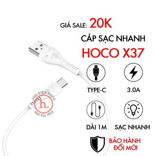 DÂY CÁP SẠC NHANH TYPE C 3A HOCO X37 DÂY DÙ CHO ANDROID/ SAMSUNG XIAOMI OPPO- MÀU TRẮNG-1M [PHỤ KIỆN HOCO]