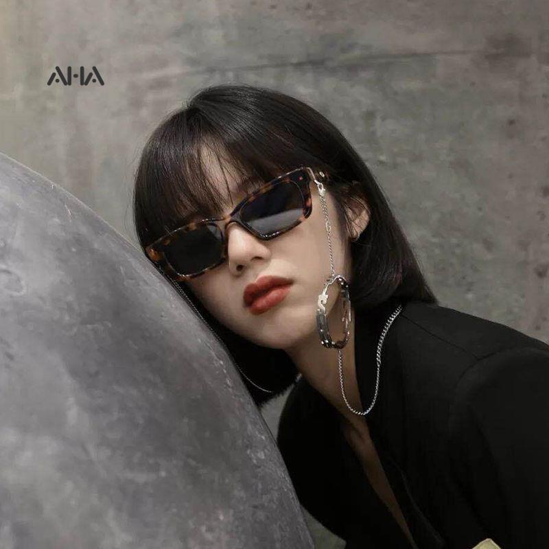 Kính mát AHA official gọng chữ nhật phong cách hip hop đường phố Âu Mỹ