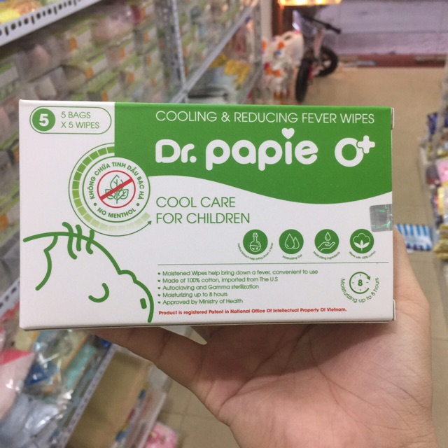 Khăn hạ sốt Dr Papie cho bé