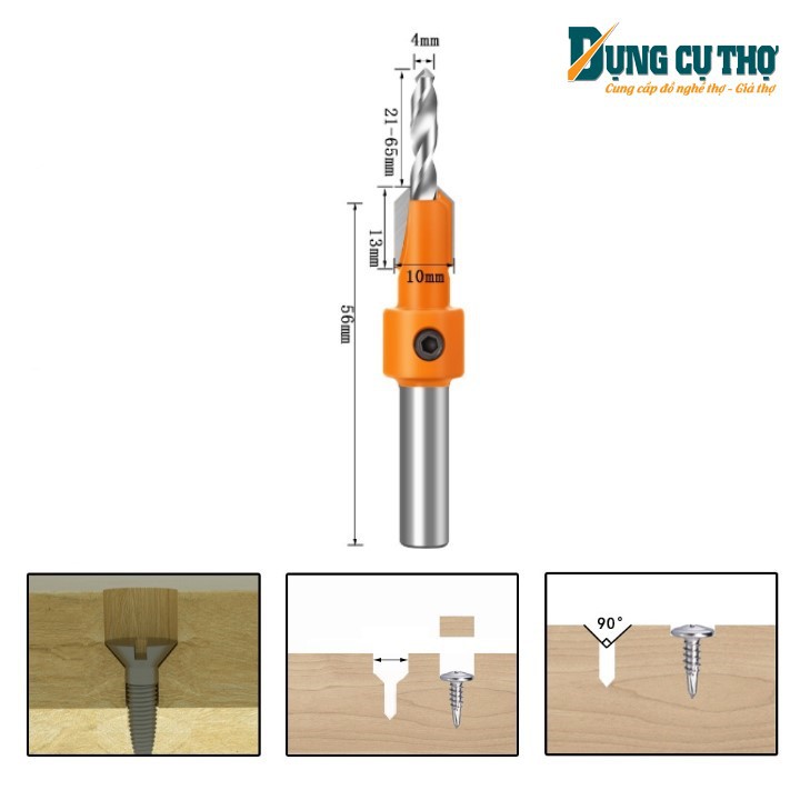 Mũi khoan âm vít gỗ cao cấp - Mũi khoan 2 tầng âm đầu vít tặng lục lăng