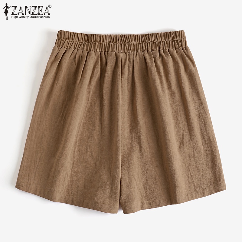 Quần short Zanzea ống rộng lưng thun có túi cá tính cho nữ