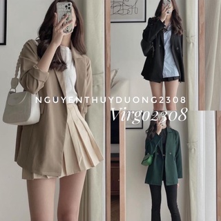 Áo blazer 1 lớp dáng dài 2 cúc phong cách korea/áo vest 2 cúc