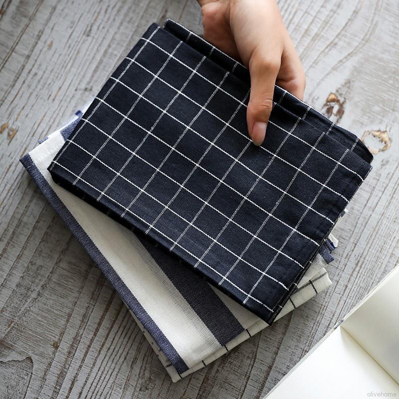 Set 2 khăn ăn vải cotton in họa tiết đơn giản xinh xắn kích thước 40x60cm