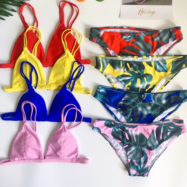 Bikini đi biển nữ thời trang 2 mảnh hoạ tiết tropical