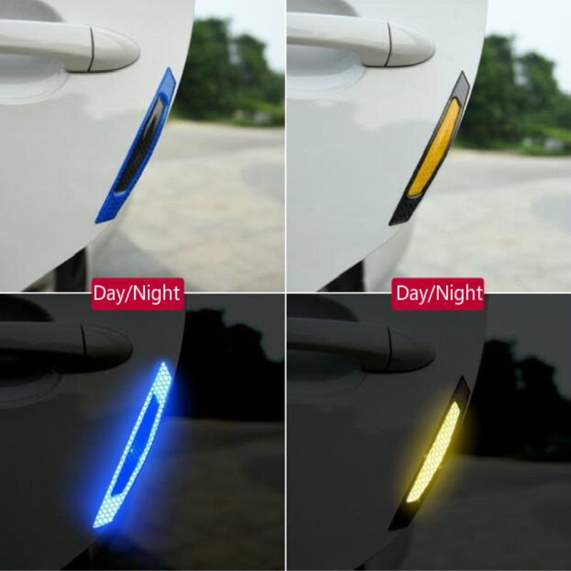 Bộ 4 Miếng Dán Đề Can Sợi Carbon Phản Quang 5D Cho Xe Hơi