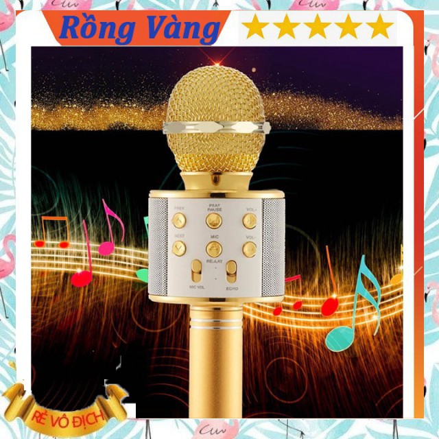 Míc hát karaoke (Xả Kho) Míc bluetooth WS-858 ĐA NĂNG 6 TRONG 1 HÁT KARAOKE, BẢO HÀNH 3 THÁNG Gía Sỉ=Gía Lẻ