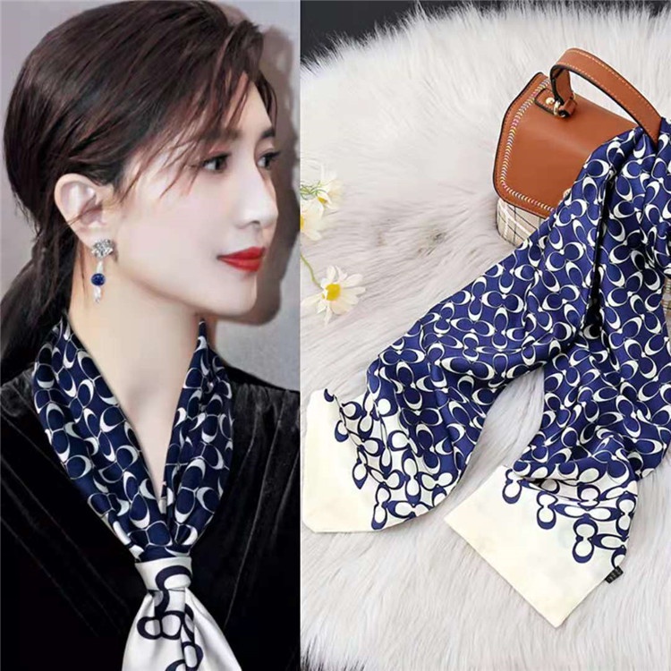 khăn cà vạt mặt trăng CHỮ C XANH 2 lớp 2 màu cao cấp 15x150cm-N1CX Khăn bandana lụa ThyThy băngđô