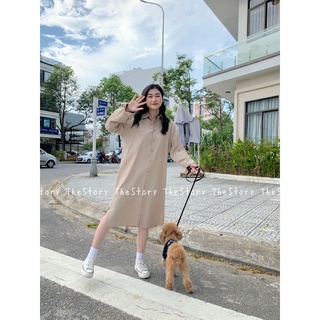 [ẢNH THẬT SHOP CHỤP] Đầm sơ mi tay dài, xẻ tà 2 bên D996