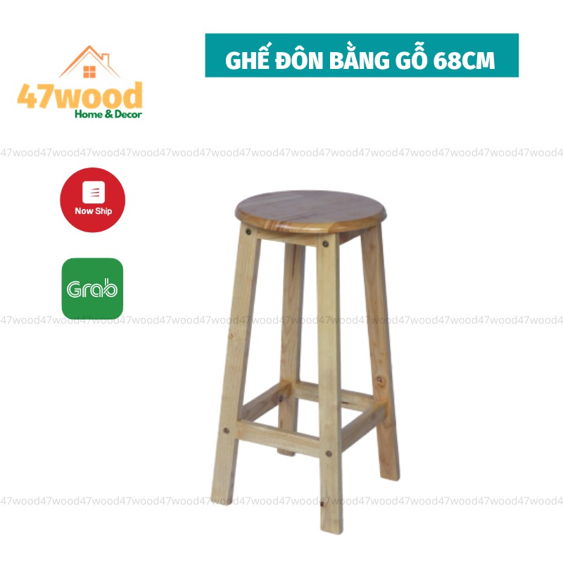 Ghế đôn bằng gỗ cao 68cm, gỗ cao su