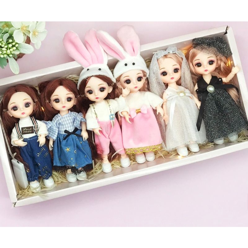 HỘP 6 BÚP BÊ CHIBI 16CM LOẠI ĐẸP 13 KHỚP, HỘP ĐẸP NHƯ HỘP QUÀ