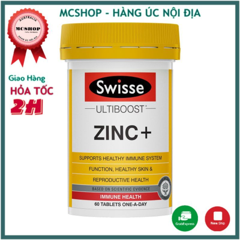 Viên Uống Bổ Sung KẼM ZINC + SWISSE ÚC 60 viên (Date 2023)