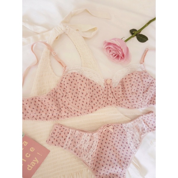 [Mã 252FASHIONSALE giảm 12% đơn 99K] Cotton Crush Áo lót có gọng hồng hoa nhí xinh xắn haruharu.label | BigBuy360 - bigbuy360.vn