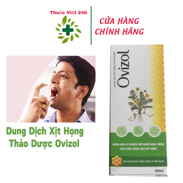 Ovizol - Hộp 30ml - Dung Dịch Xịt Họng Thảo Dược Hỗ Trợ Giảm Ho, Rát Họng - TV