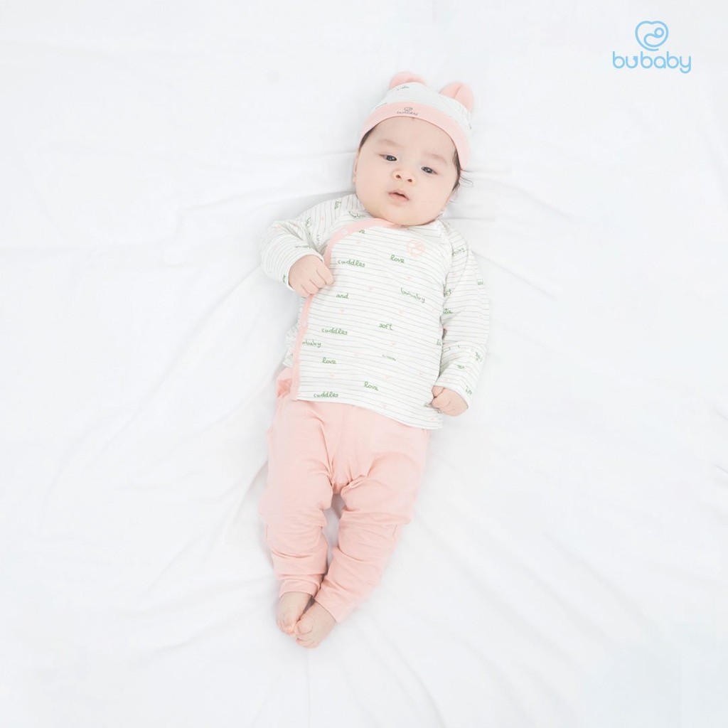 [CHÍNH HÃNG] Bộ áo dài tay cài giữa quần dài sợi tre cao cấp sơ sinh Bu