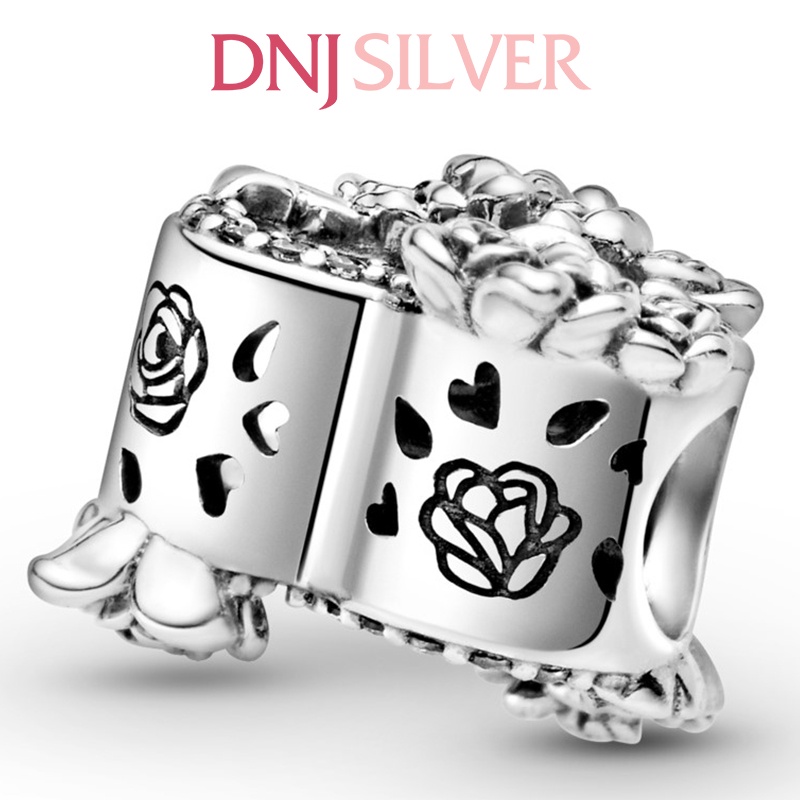 [Hàng cao cấp] Charm bạc 925 cao cấp, hàng chuẩn bạc - Charm Open Heart &amp; Rose thích hợp để mix vòng tay charm - DN153