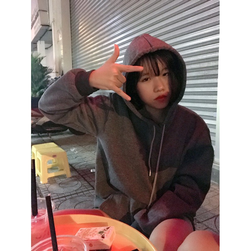 Áo Khoác Nỉ Hoodie xám chuột