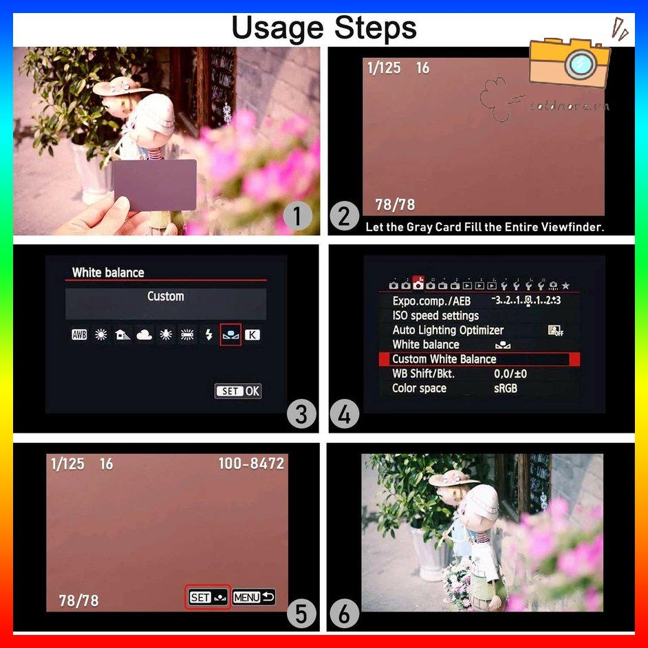 Thẻ cân bằng mini 12&quot; 30cm 18% màu xám / trắng chuyên dụng