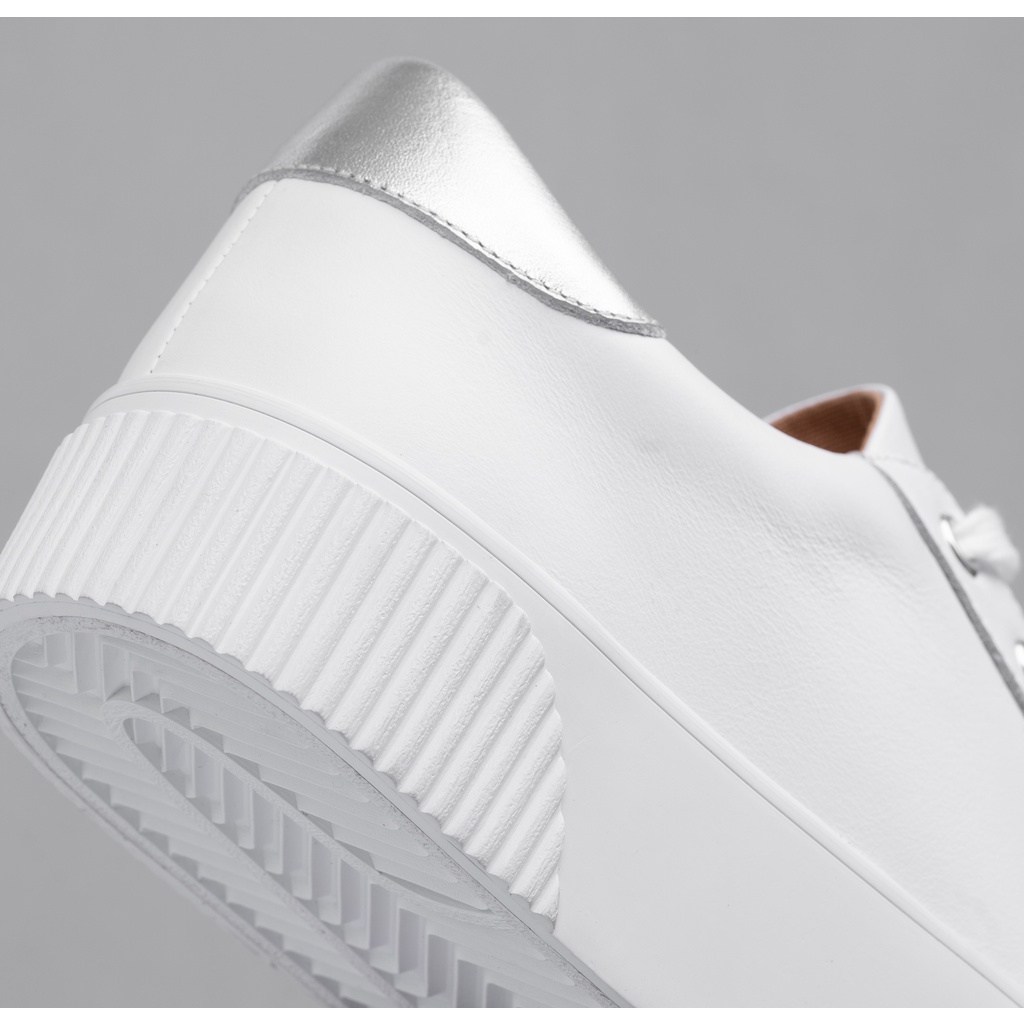 Giày Sneaker Nữ Da Bò Thật Sang Trọng DINCOX D31 White Silver Chính Hãng