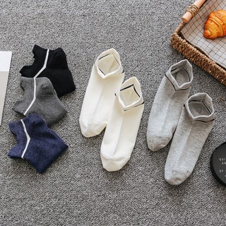 Set 5 đôi Tất nam cổ thấp sọc ngang Cotton Combo 5 đôi vớ trơn nam cổ ngắn