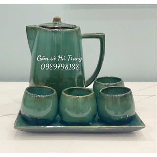 Bộ bình ly gốm sứ Bát Tràng cao cấp không chì men hoả biến ngân hà