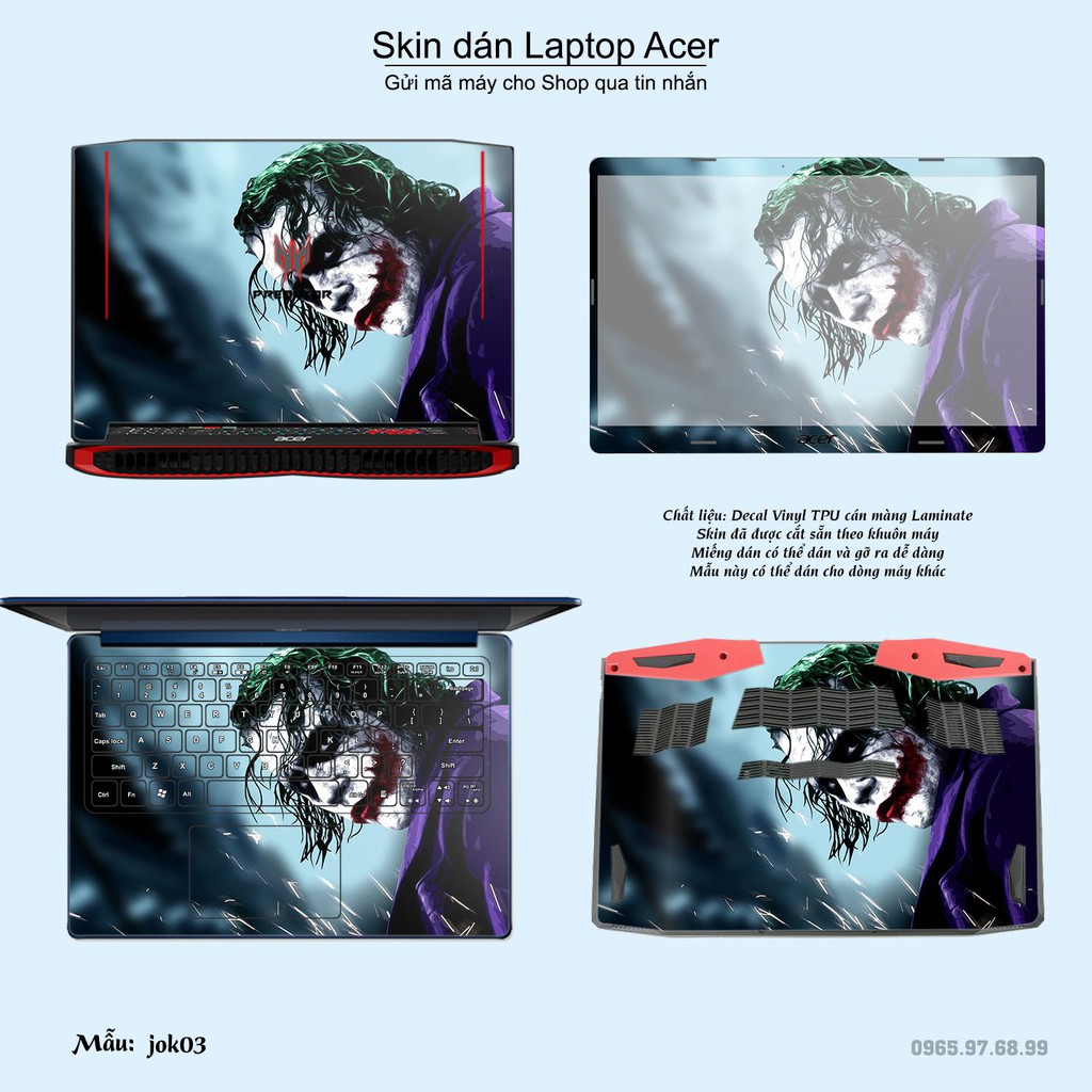 Skin dán Laptop Acer in hình Joker (inbox mã máy cho Shop)