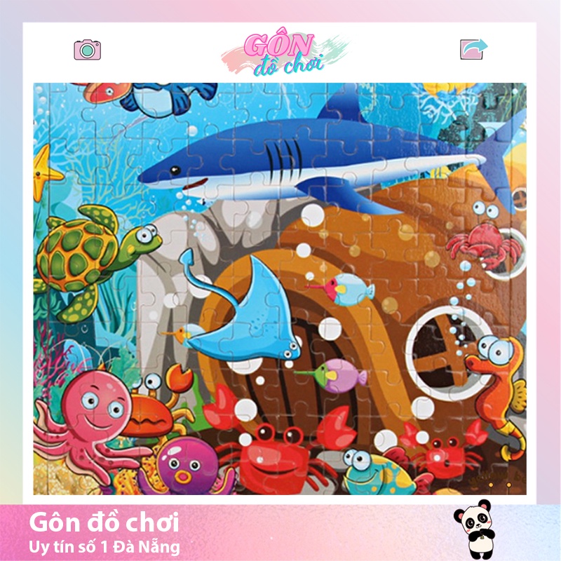 [100 miếng] Đồ chơi tranh ghép hình gỗ puzzle - Bộ ghép hình - Tranh xếp hình Gôn đồ chơi