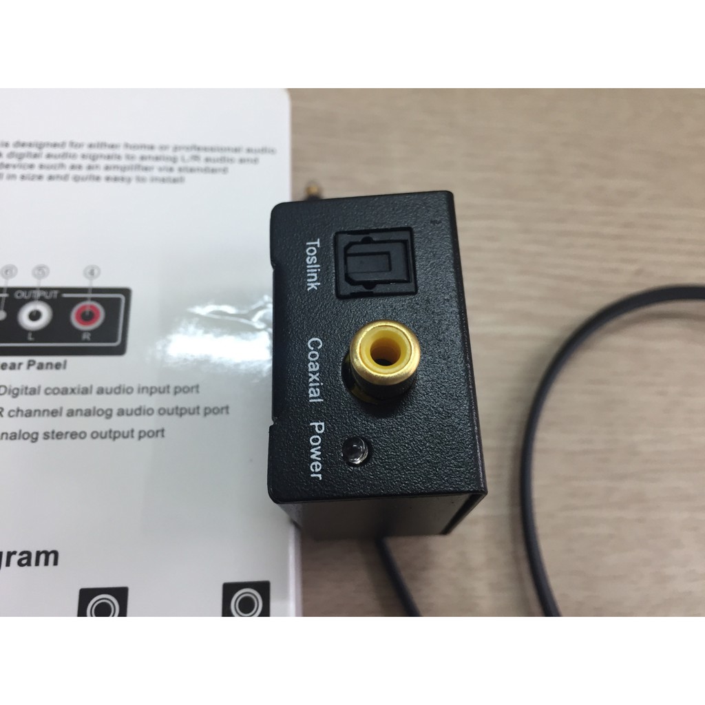 Bộ chuyển đổi Optical Audio to RCA Audio - Digital to Analog Audio R/L Kèm dây quang -DC633