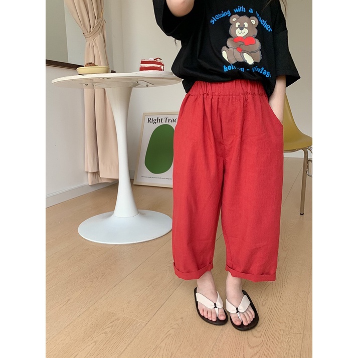 QG312 - Quần bé gái thô đũi ống rộng sz 90-150, quần dài cho bé mùa hè thời trang Hàn Quốc